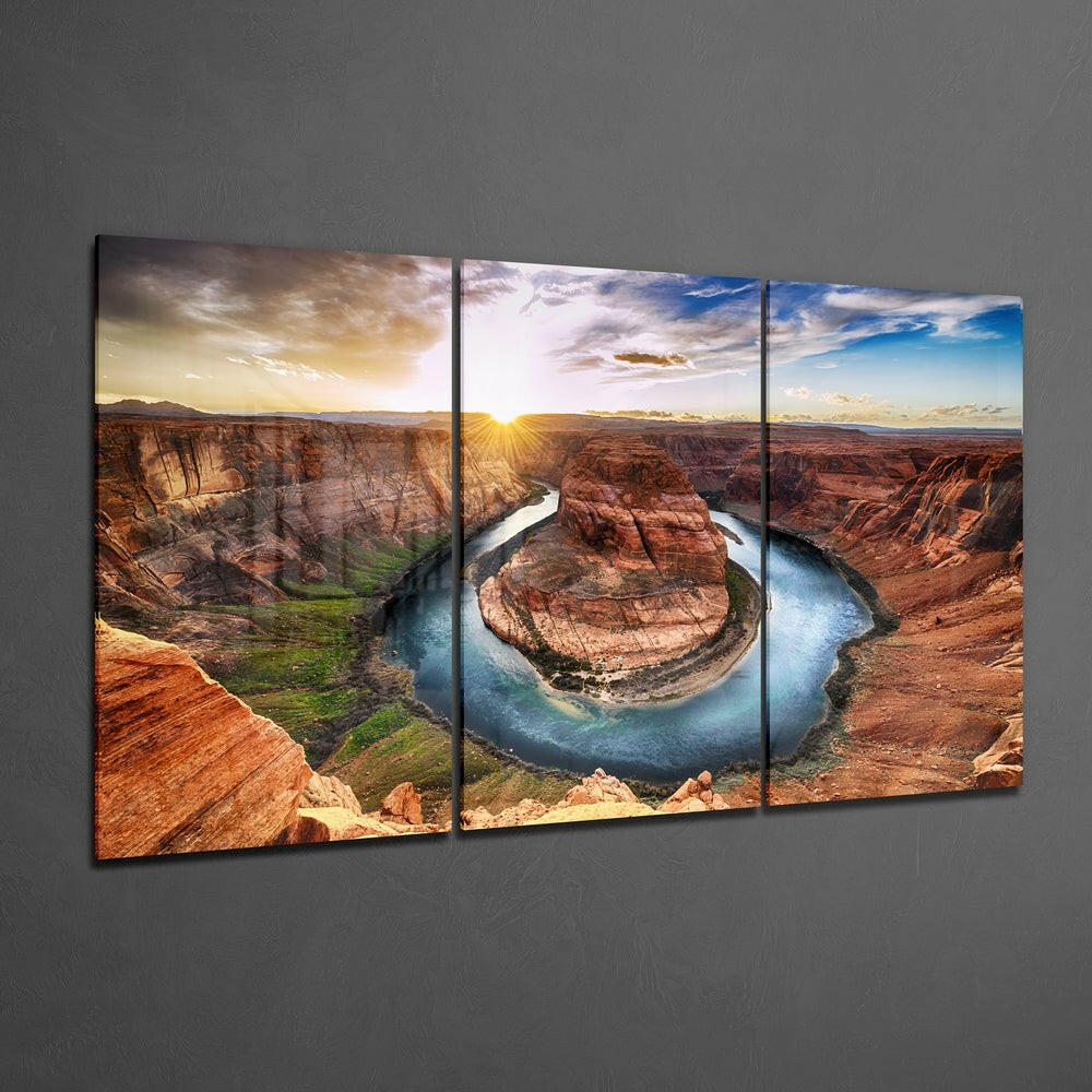 Red rock canyon and Colorado River oversized tempered glass wall art, view 3