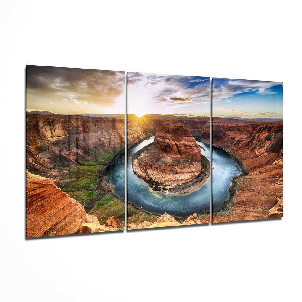Red rock canyon and Colorado River oversized tempered glass wall art, view 2