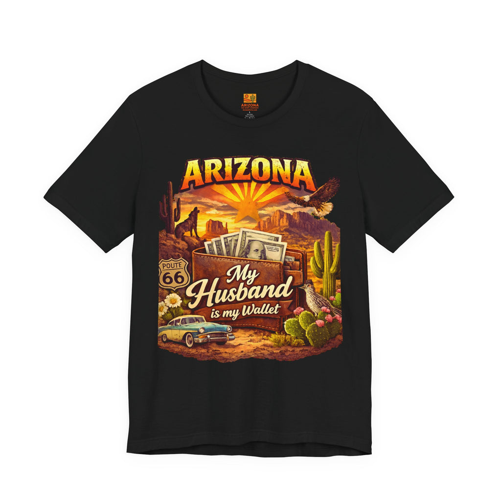 My Husband Is My Wallet T-Shirt — Funny Married Couple Tee — front view 2