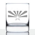 Arizona flag etched whiskey rocks glass