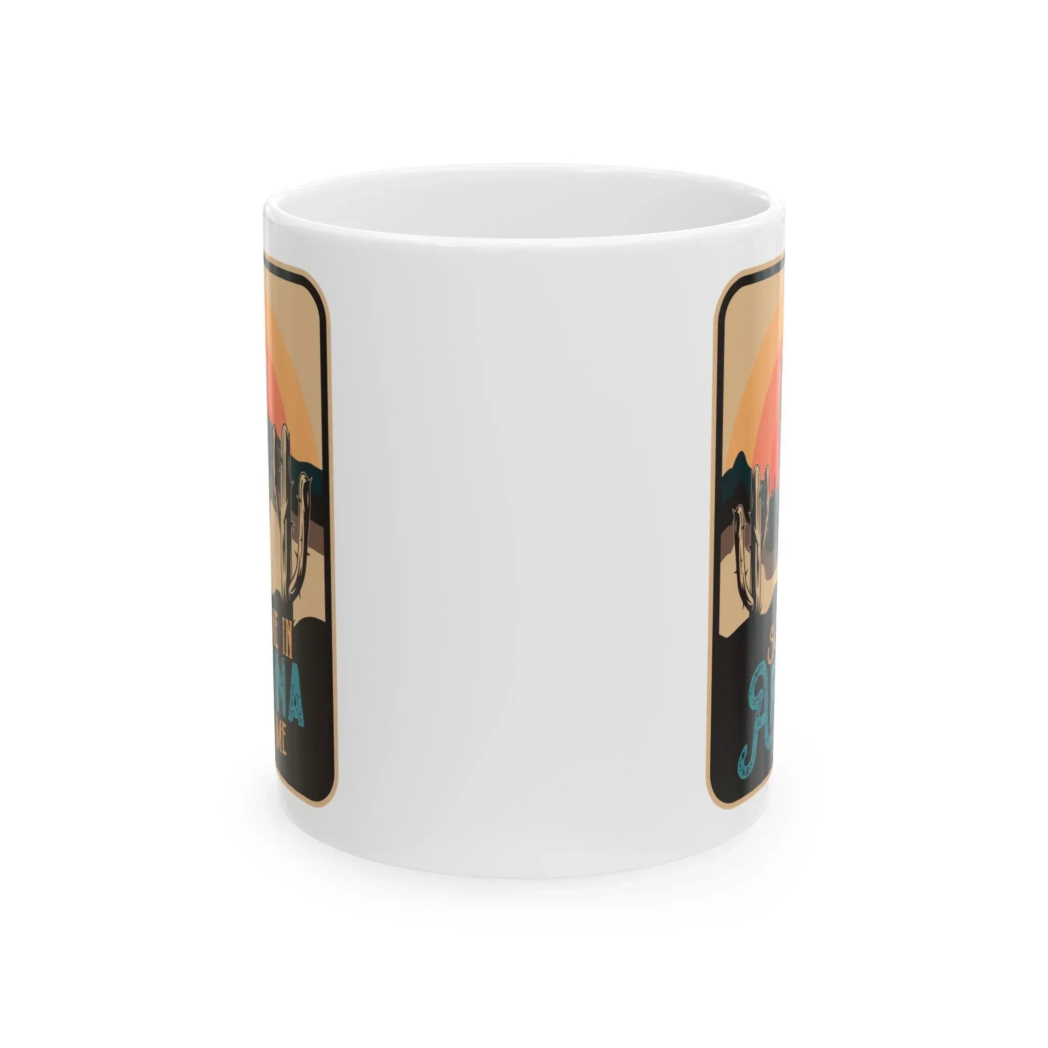 Retro Desert Landscape Coffee Cup — detail view