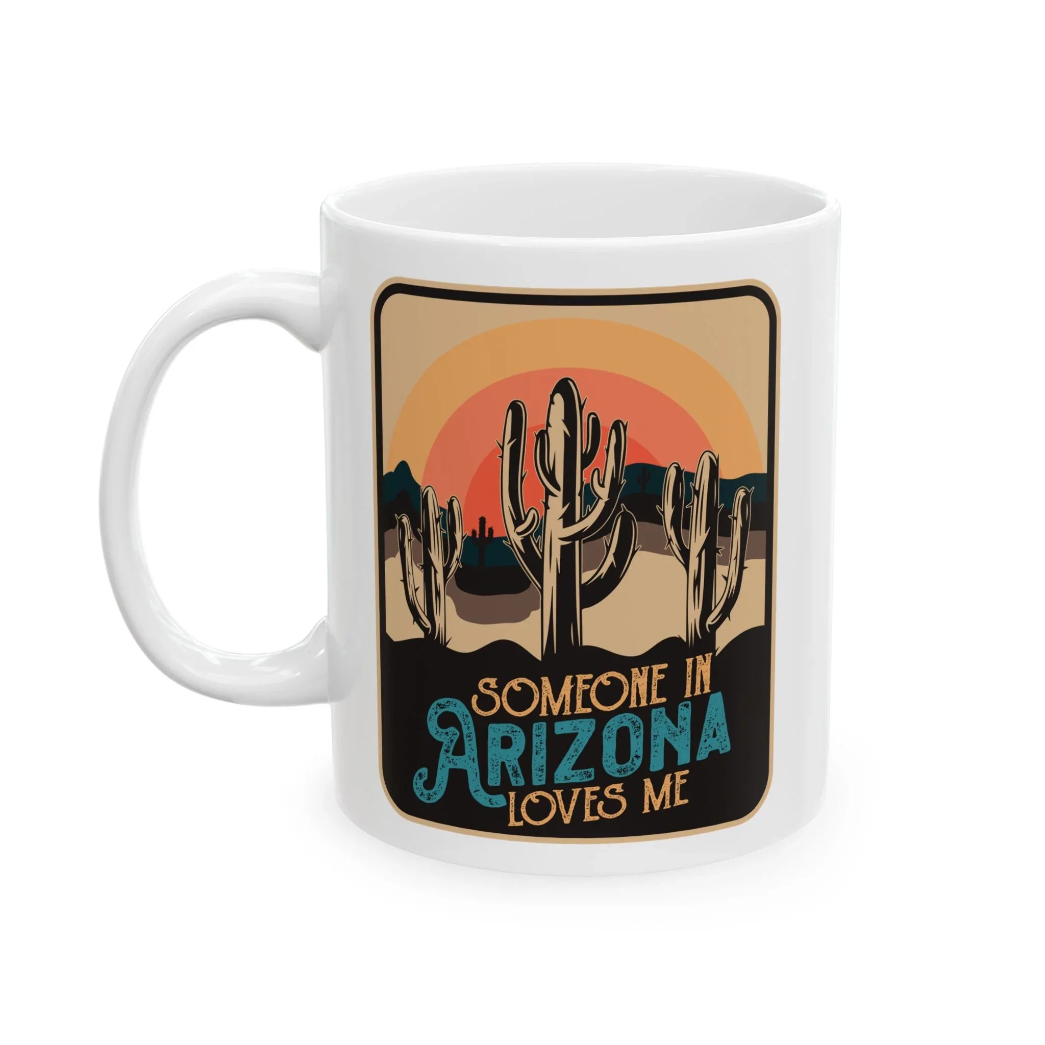 Retro Desert Landscape Coffee Cup — lifestyle view