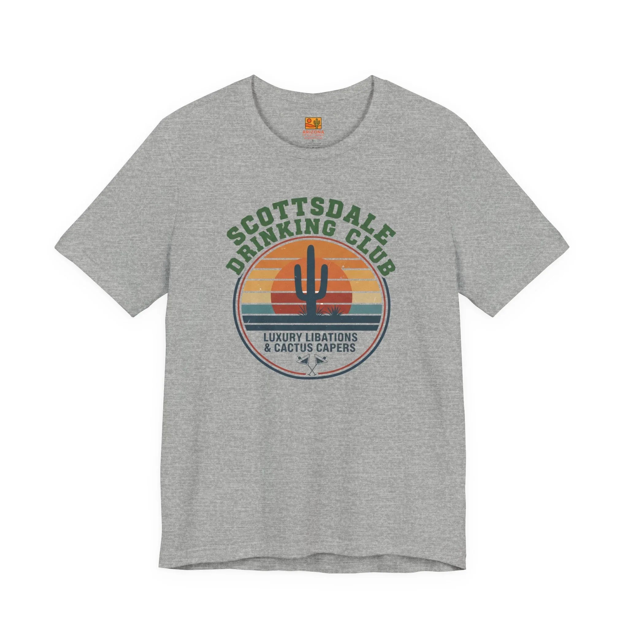 Scottsdale Drinking Club Retro Cactus Sunset Tee — back view 2