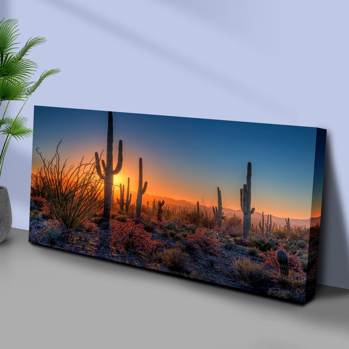 Desert Dusk canvas wall art in warm desert sunset tones, view 3