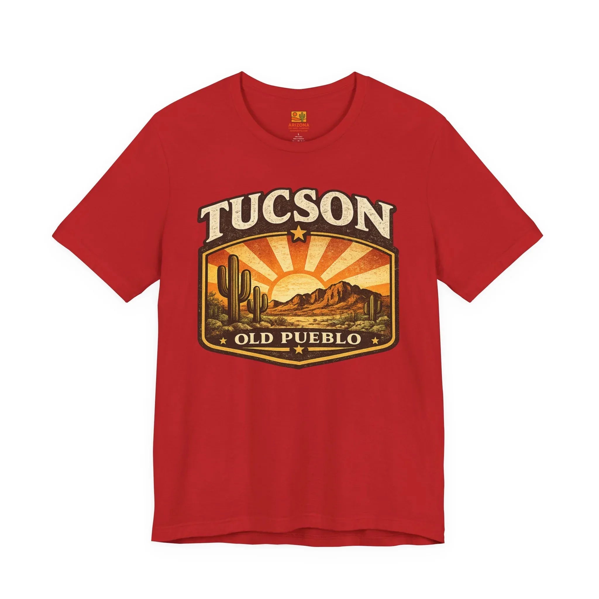Tucson Vintage Sunset Tee — 'Old Pueblo' Desert Graphic T-Shirt — back view