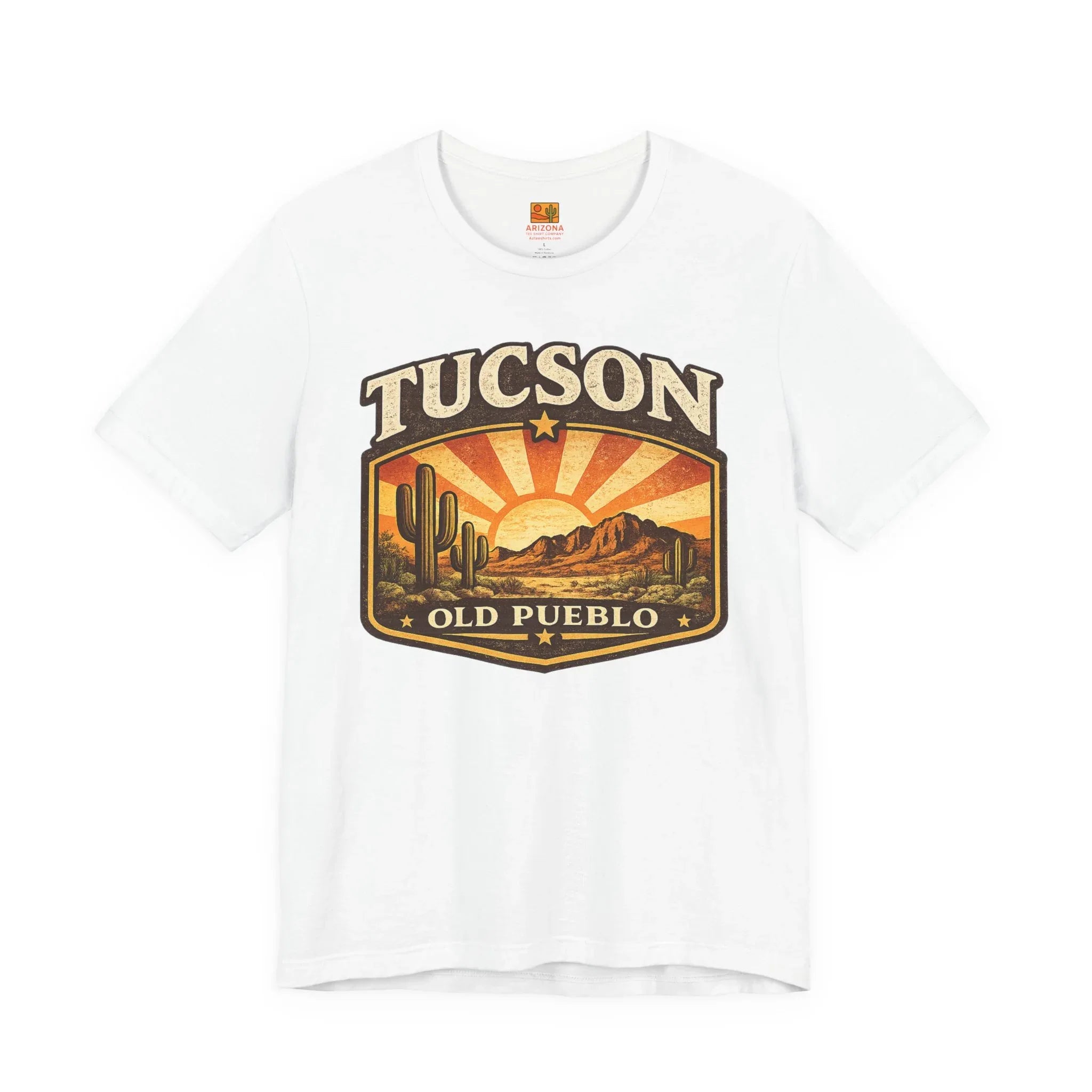 Tucson Vintage Sunset Tee — 'Old Pueblo' Desert Graphic T-Shirt — back view 2