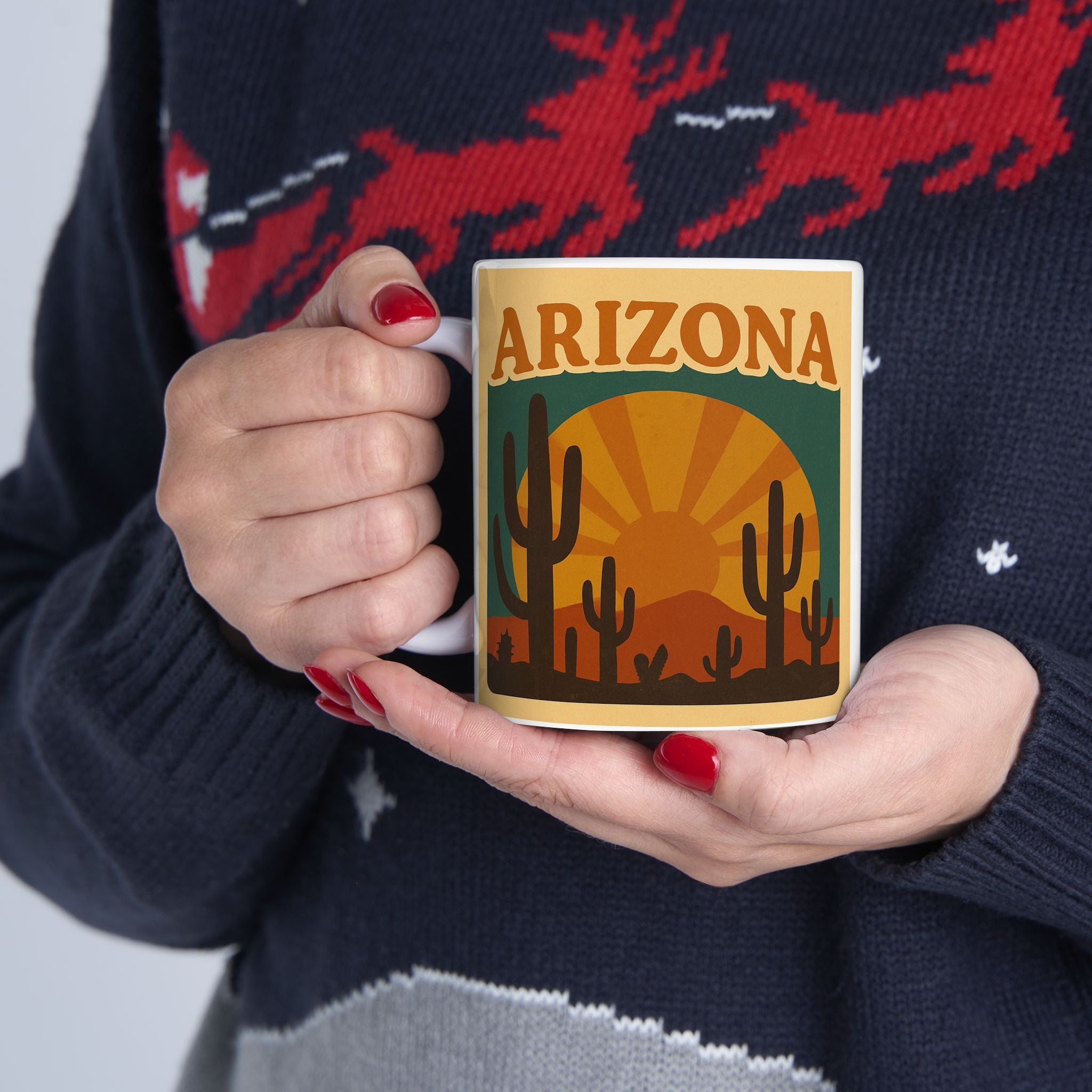 Vintage Cactus Sunset Ceramic mug — detail view