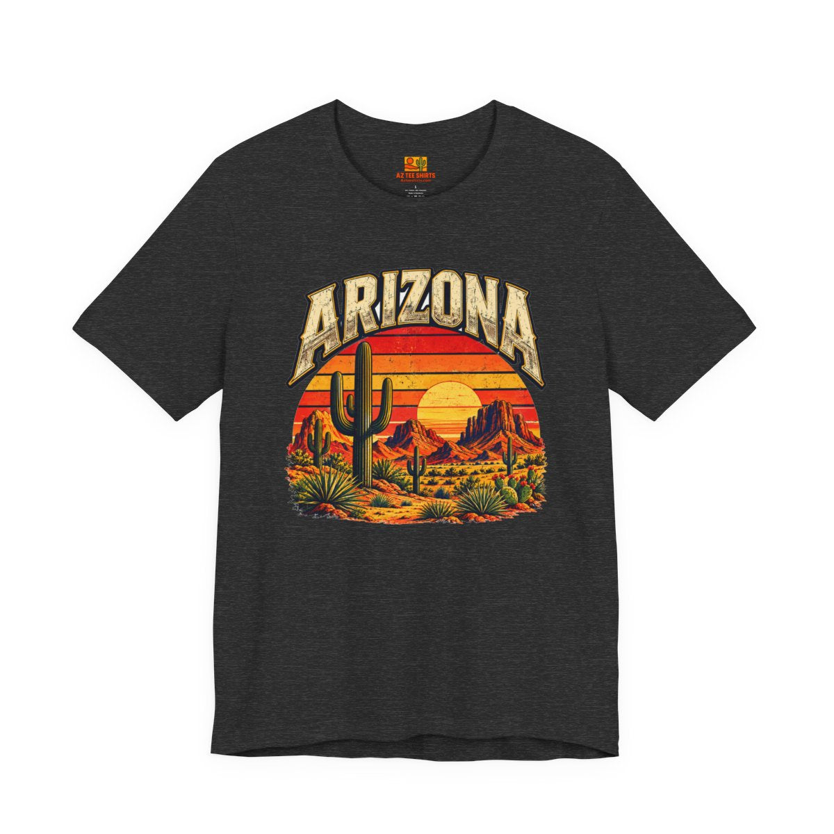 Arizona Saguaro Sunset T-Shirt in dark grey heather