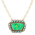 Legacy green and blue turquoise golden pendant necklace