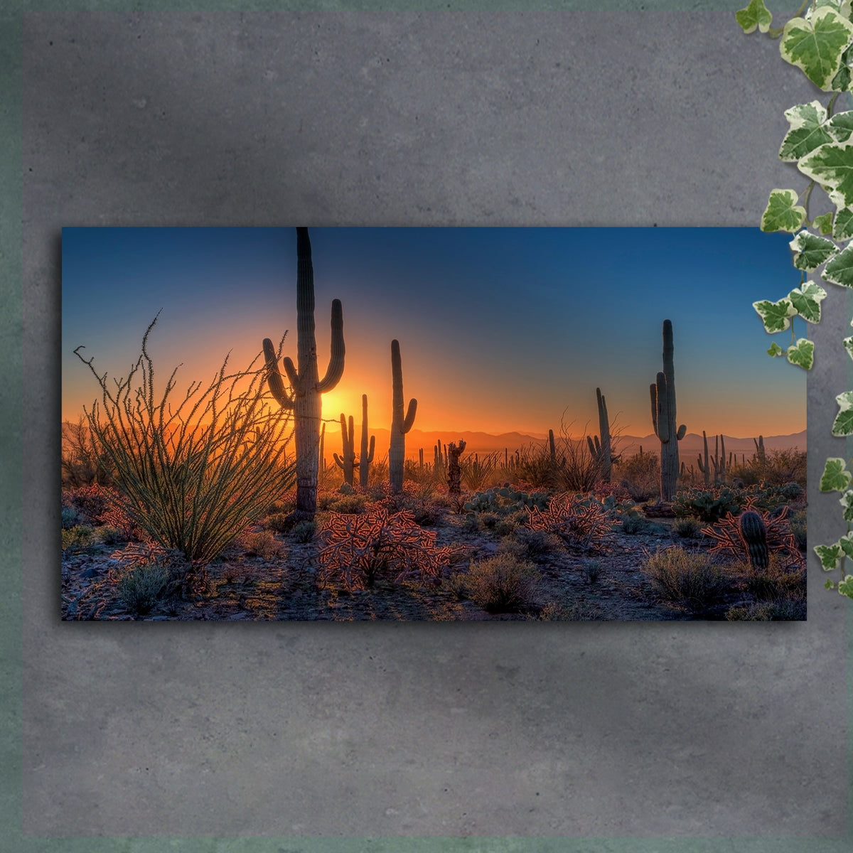 Desert Dusk canvas wall art in warm desert sunset tones