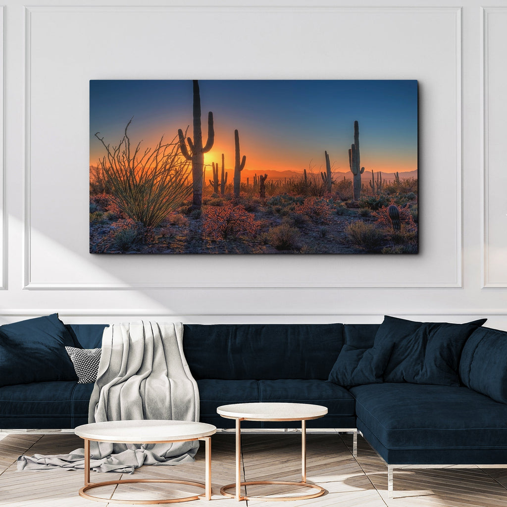 Desert Dusk canvas wall art in warm desert sunset tones, view 2