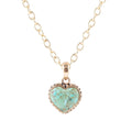 Genuine turquoise heart pendant on bronze chain necklace